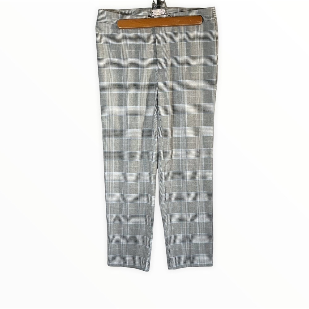 Nanette Lepore White Blue Plaid Straight Leg Pants